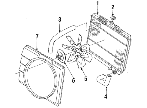 1994 Dodge Dakota Radiator & Components, Cooling Fan Diagram 4 - Thumbnail