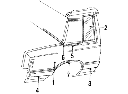 1985 Chrysler Town & Country Quarter Panel & Components, Exterior Trim Diagram