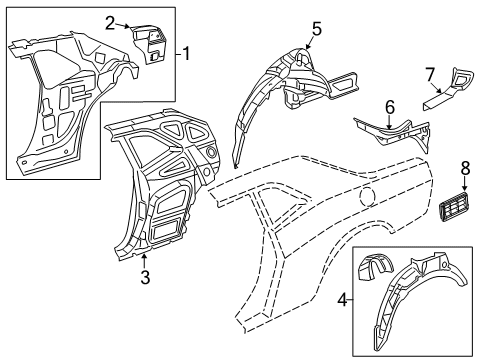 2013 Dodge Challenger Inner Structure - Quarter Panel Diagram
