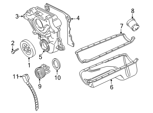 1999 Dodge Dakota Engine Parts & Mounts, Timing, Lubrication System Diagram 6 - Thumbnail
