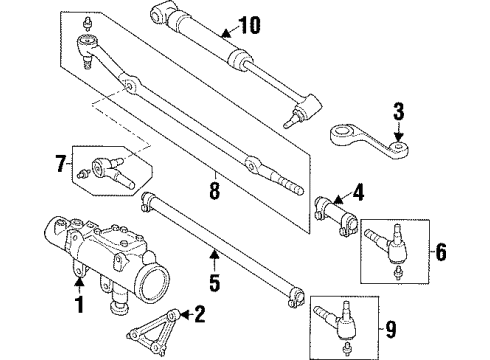 1997 Jeep Cherokee P/S Pump & Hoses, Steering Gear & Linkage Diagram