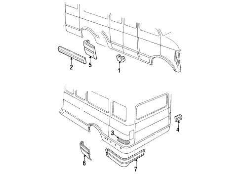 1992 Dodge B350 Exterior Trim - Side Panel Diagram