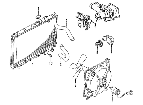 1992 Dodge Colt Cooling System, Radiator, Water Pump, Cooling Fan Diagram