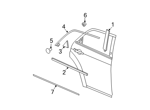 2010 Dodge Charger Exterior Trim - Rear Door Diagram