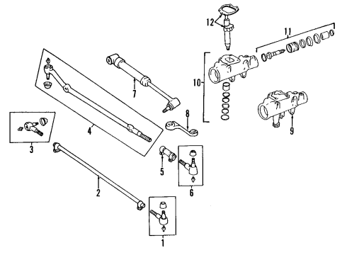 1987 Jeep Comanche P/S Pump & Hoses, Steering Gear & Linkage Diagram