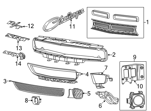 2016 Dodge Challenger Grille & Components Diagram