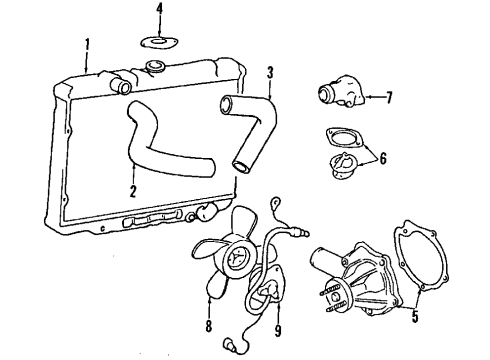 1989 Chrysler Conquest Cooling System, Radiator, Water Pump, Cooling Fan Diagram