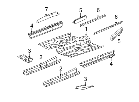 2017 Jeep Patriot Pillars, Rocker & Floor - Floor & Rails Diagram