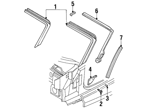 2002 Chrysler Prowler Windshield Header & Components Diagram