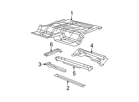 2009 Jeep Wrangler Rear Floor & Rails Diagram