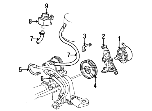 2000 Dodge Grand Caravan P/S Pump & Hoses, Steering Gear & Linkage Diagram