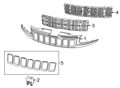 2015 Jeep Grand Cherokee Grille & Components Diagram