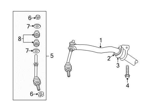 2006 Dodge Ram 1500 Stabilizer Bar & Components - Front Diagram 1 - Thumbnail