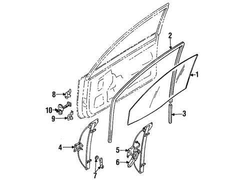 1994 Dodge Colt Door - Glass & Hardware Diagram