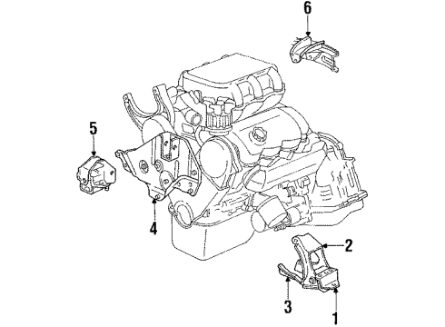 1991 Chrysler LeBaron Engine & Trans Mounting Diagram