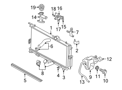 2005 Chrysler PT Cruiser Radiator & Components Diagram