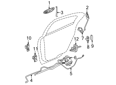 2000 Dodge Intrepid Rear Door - Lock & Hardware Diagram