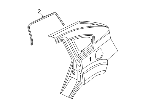 2009 Dodge Caliber Quarter Panel - Glass & Hardware Diagram