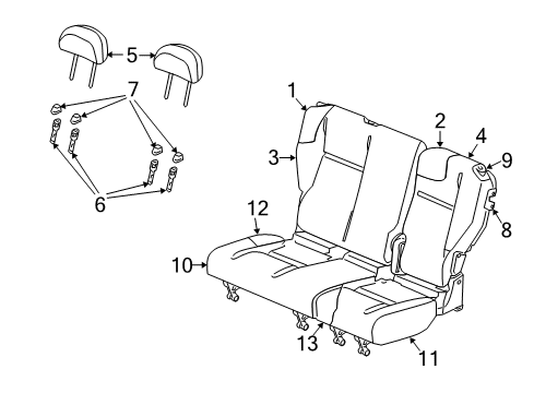 2007 Chrysler PT Cruiser Rear Seat Components Diagram