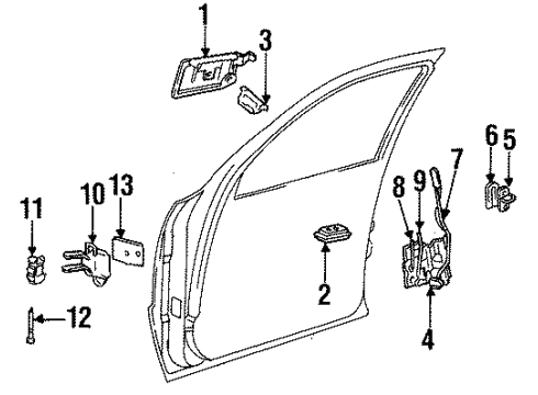 1993 Chrysler New Yorker Front Door - Glass & Hardware Diagram