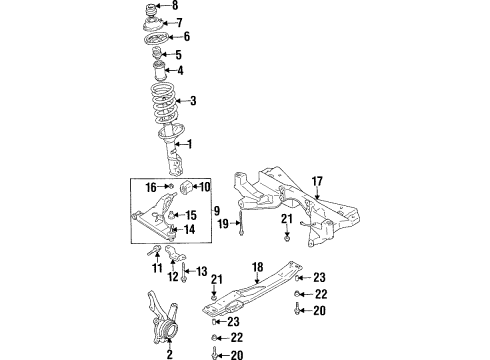 1994 Dodge Colt Front Suspension Components, Lower Control Arm, Stabilizer Bar Diagram