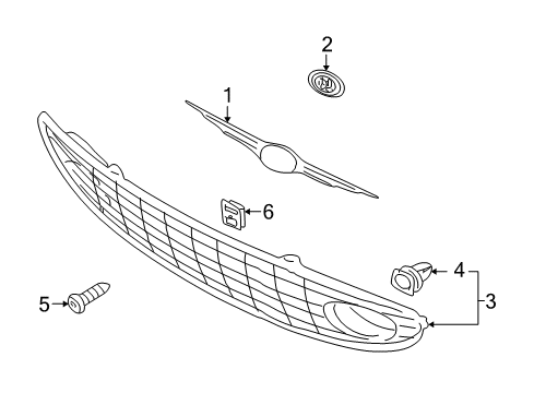 2001 Chrysler Sebring Grille & Components Diagram