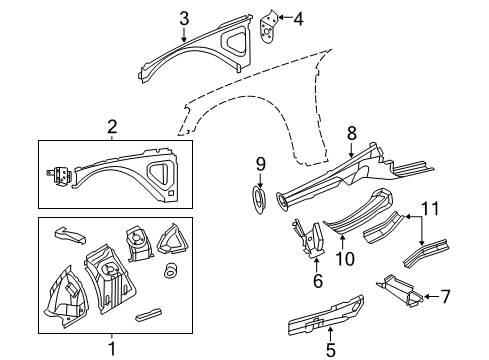 2010 Dodge Charger Structural Components & Rails Diagram