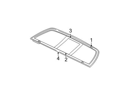 2000 Dodge Dakota Back Glass - Glass & Hardware Diagram