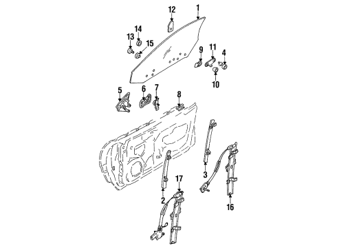 1994 Dodge Stealth Glass - Door Diagram