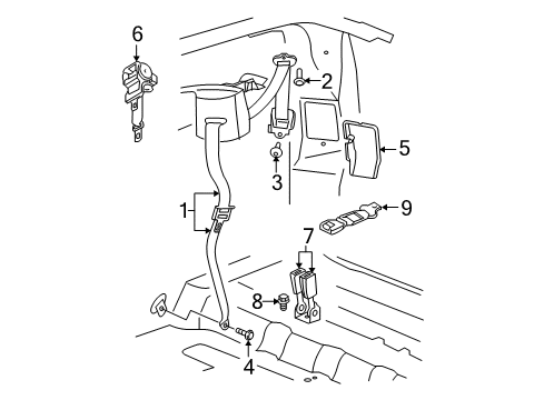 2008 Chrysler Aspen Rear Seat Belts Diagram 2 - Thumbnail
