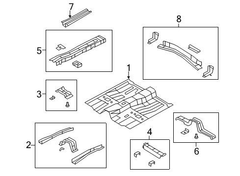 2011 Chrysler 200 Pillars, Rocker & Floor - Floor & Rails Diagram