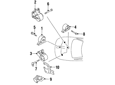 1994 Dodge Colt Engine & Trans Mounting Diagram 2 - Thumbnail