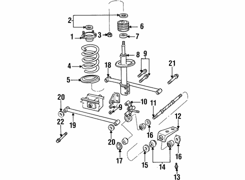 1997 Dodge Neon Rear Suspension Components, Stabilizer Bar Diagram