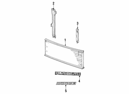 1989 Dodge Caravan Grille & Components Diagram