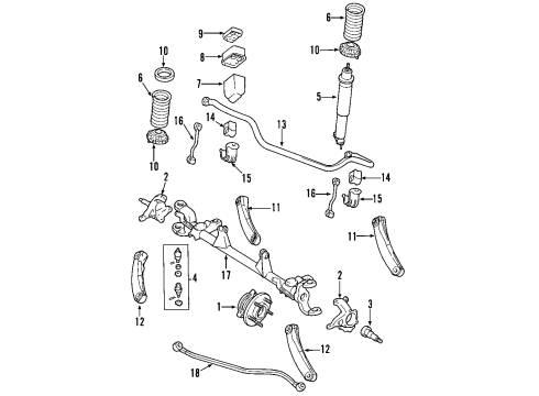 1999 Jeep Grand Cherokee Front Suspension System, Front Axle Diagram 3 - Thumbnail