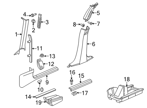 2006 Dodge Magnum Interior Trim - Pillars, Rocker & Floor Diagram