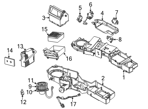 2003 Dodge Ram 2500 A/C Evaporator & Heater Components Diagram