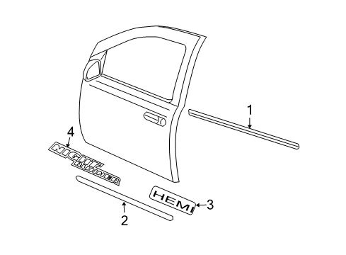 2008 Dodge Durango Exterior Trim - Front Door Diagram
