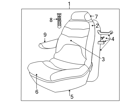 2005 Dodge Caravan Front Seat Components Diagram 3 - Thumbnail
