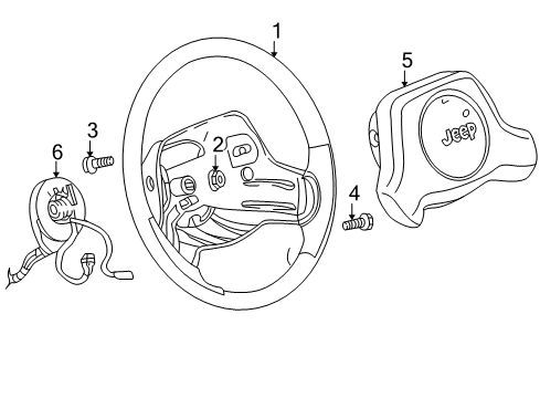 2003 Jeep Wrangler Steering Column, Steering Wheel & Trim Diagram