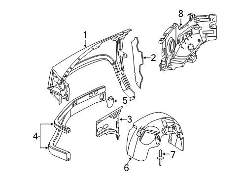 2007 Dodge Dakota Fender & Components Diagram