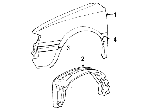 1991 Dodge Colt Fender & Components, Exterior Trim Diagram