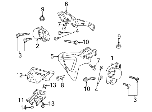 1998 Dodge Durango Engine & Trans Mounting Diagram