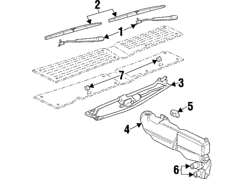 1997 Jeep Cherokee Windshield - Wiper & Washer Components Diagram