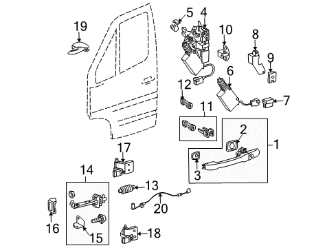 2004 Dodge Sprinter 3500 Front Door - Lock & Hardware Diagram