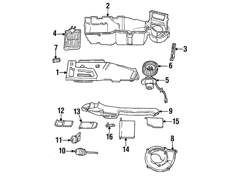 1994 Dodge Caravan Heater Core & Control Valve Diagram 2 - Thumbnail