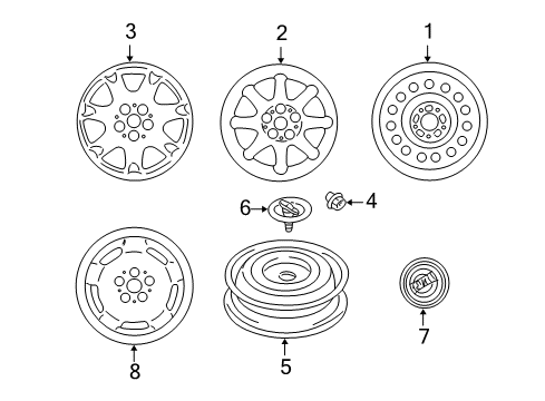 2001 Chrysler Sebring Wheels, Covers & Trim Diagram