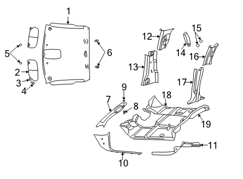 2004 Dodge Ram 1500 Interior Trim - Cab Diagram