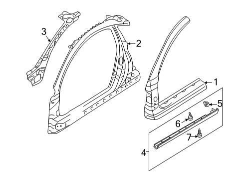 2003 Chrysler Sebring Hinge Pillar, Exterior Trim Diagram