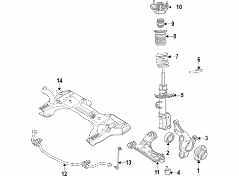 2018 Ram ProMaster City Front Suspension Components, Lower Control Arm, Stabilizer Bar Diagram